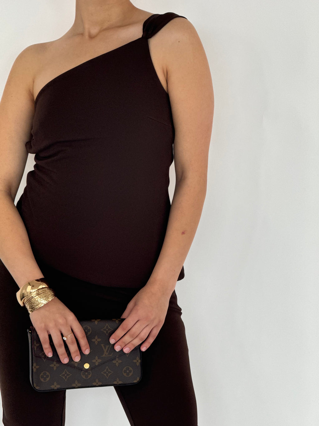 The Elève One Shoulder Top in Espresso